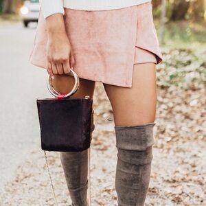 STUART WEITZMAN Midland Tieland Londra Suede Grey Gray Over The Knee Boots 9 OTK